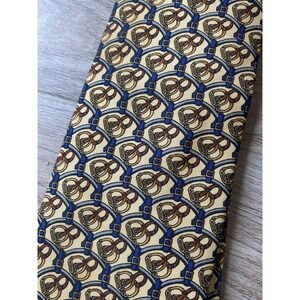 BROOKS BROTHERS Handmade in USA 100% Silk Tie Men's horse brown‎ blue Necktie